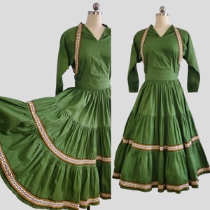 1950s Fiesta Patio Set with Blouse and Circle Skirt by Jones&#39; Western Store - 50s Dress Set - 50s Women&#39;s Vintage Size XS