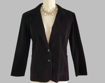 1970s Velvet Jacket - 70s Velvet Blazer - 70s Women's Vintage Size Large