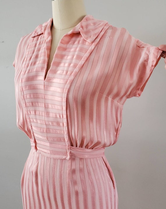 1940s Pink Dress with Attached Belt 40s Day Dress… - image 5