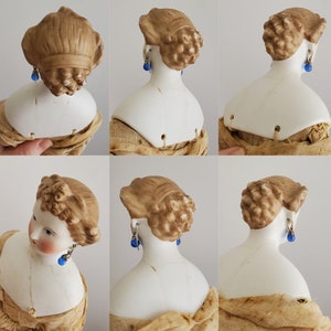 Antique Parian Doll with Ornate Waterfall Hairstyle Provenance Included 16 Tall Antique German Dolls Collectible Dolls image 4