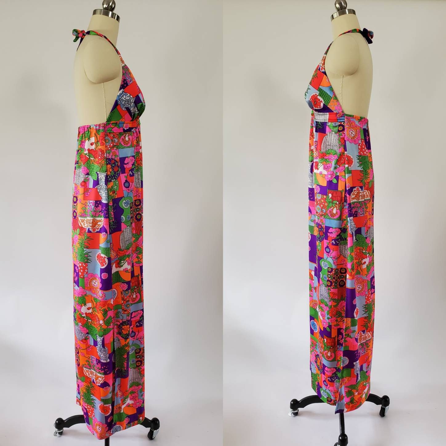 1970s Maxi Swim Dress by Sea Lure California for JC Penney 70s Bathing Suit  70's Swimwear Women's Vintage Size Small