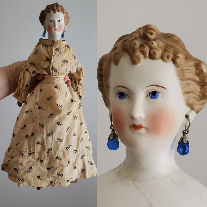 Antique Parian Doll with Ornate Waterfall Hairstyle Provenance Included 16 Tall Antique German Dolls Collectible Dolls image 1
