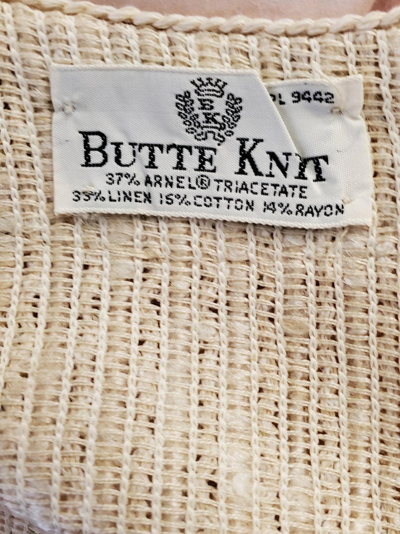 1960s Butte Knit Dress Suit with Skirt, Jacket and blouse Linen Cotton Blend 60s Dress Set 60s Women's Vintage Size Small/Medium image 10
