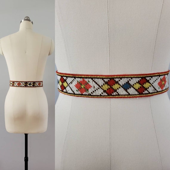 1960s Hand Stitched Belt with Large Metal Hand Ca… - image 7