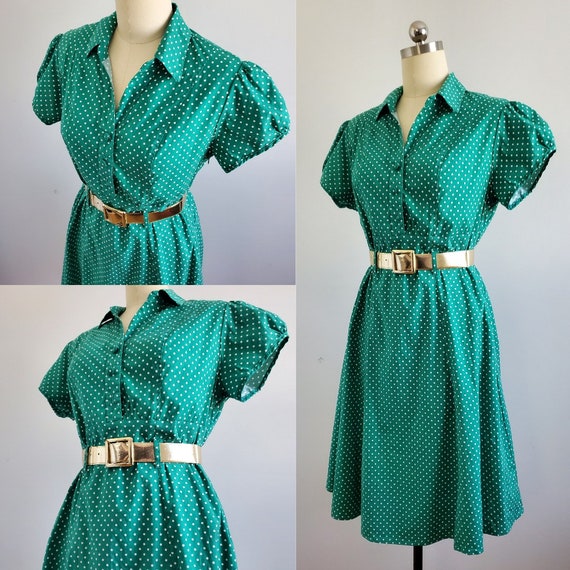 90s Does 30s Cotton Stretchy Day Dress - 90s Dres… - image 3