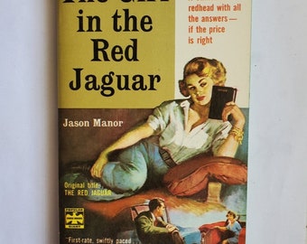 Vintage 1950s Pulp Fiction Paperback Book - The Girl in the Red Jaguar - 50s Home Decor - 50s Paperback Books