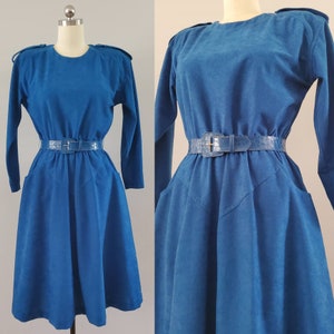 1980s Ultrasuede Dress with Pockets and Matching Belt 80s Dress 80&#39;s Women&#39;s Vintage Size Medium