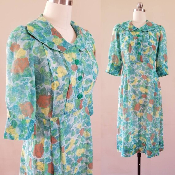 60s Does 30s Cotton Day Dress 60s Handmade Dress 6
