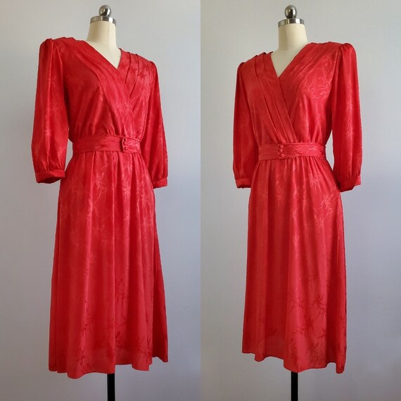 70s Does 40s Dress with Matching Belt - 70s Flora… - image 5