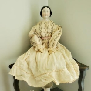 Antique China Doll with Covered Wagon Hairstyle with Visible Part- 19&quot; Tall - Antique German Dolls - Collectible Dolls