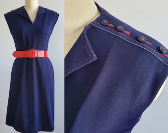 1970s Leslie Faye Dress with Belt -  70s Gogo Dress - 70s Women's Vintage Size Large