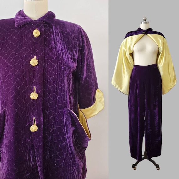 1940's Women's Smoking Jacket and Pants Set Fashi… - image 1