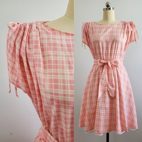 80s Does 50s Cotton Day Dress with Crinoline - 80s Dress - 80s Women's Vintage Size Medium/Large