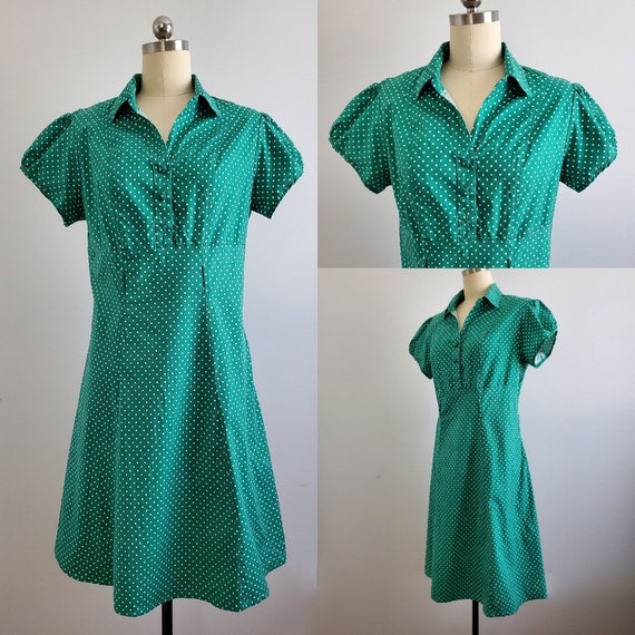 90s Does 30s Cotton Stretchy Day Dress - 90s Dres… - image 6