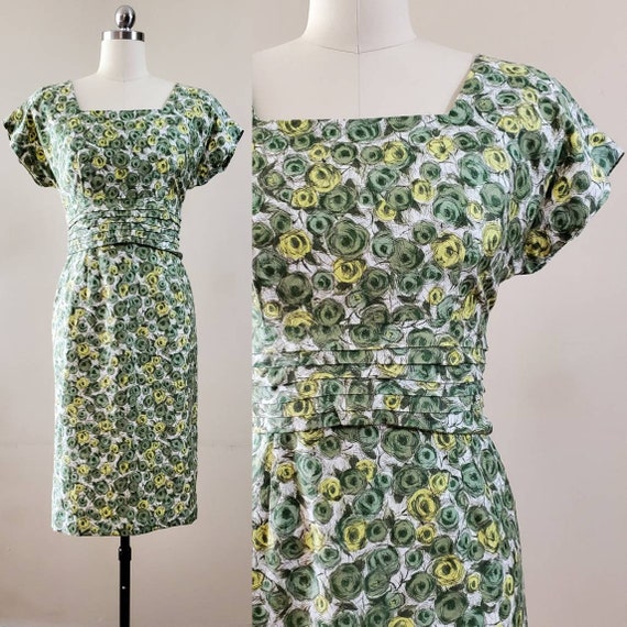 1960s Cotton Wiggle Dress 60s Cotton Day Dress 60'