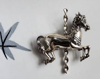 Vintage Sterling Silver Beaucraft Carousel Horse Brooch Pin - Vintage Jewelry - Vintage Accessories