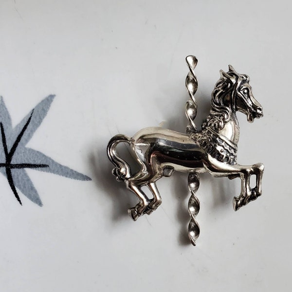 Vintage Sterling Silver Beaucraft Carousel Horse Brooch Pin - Vintage Jewelry - Vintage Accessories