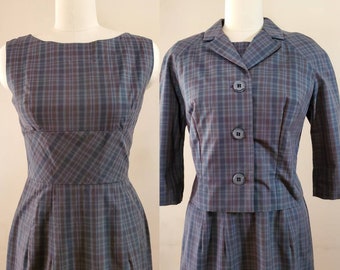 1960's Plaid Dress and Jacket 60's Dresses 60s Women's Vintage Size Medium