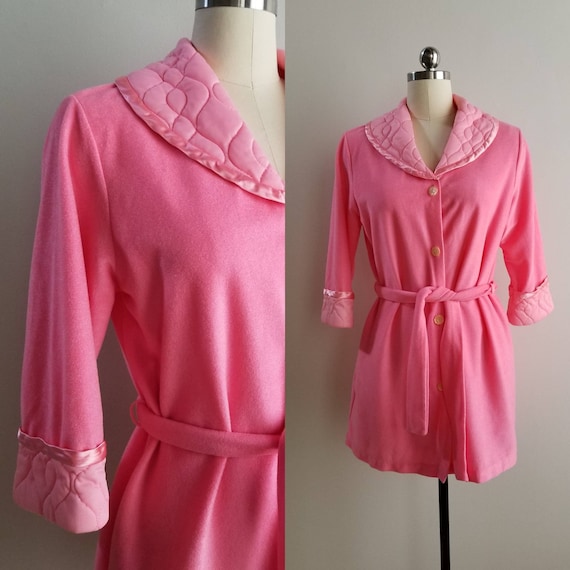1960s Pink Fuzzy Robe with by Sears 60s Sleepwear