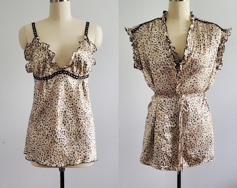 1980s Leopard Print Lingerie Set by Cinema Etoile - 80s Lingerie - 80's Women's Vintage Size Large