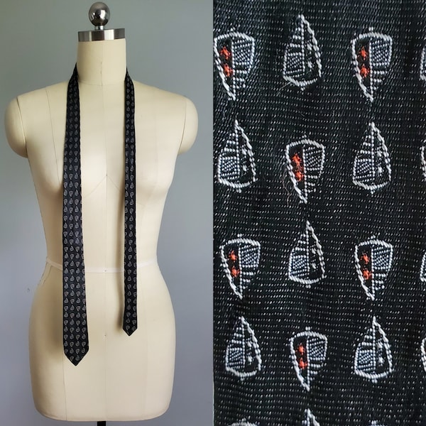 1960s Skinny Tie - Nylon and Silk - 60s Men's Vintage -  60s Necktie