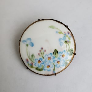 Victorian Hand Painted Ceramic Brooch Pin Victorian Jewelry Victorian Fashion image 1