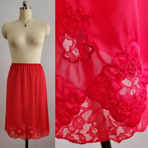 1960s Red Half Slip - 60s Skirt Slip - 60s Linger… - image 1
