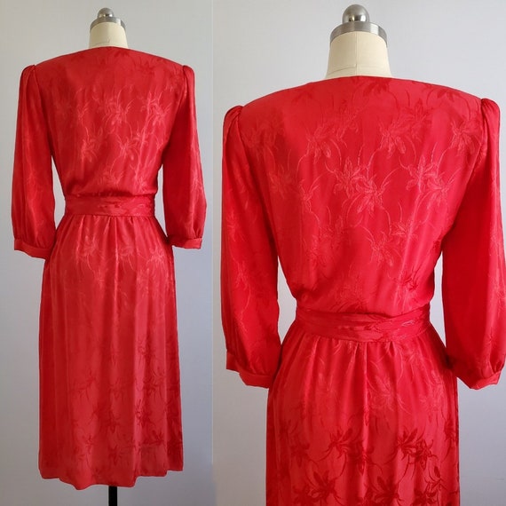 70s Does 40s Dress with Matching Belt - 70s Flora… - image 6