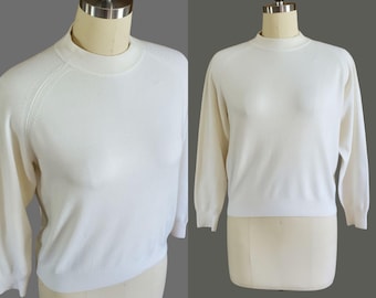 1990s Mock Neck Sweater with Zipper in Back - Vintage Sweater - 90s Sweater - Women's Vintage Size Petite Large