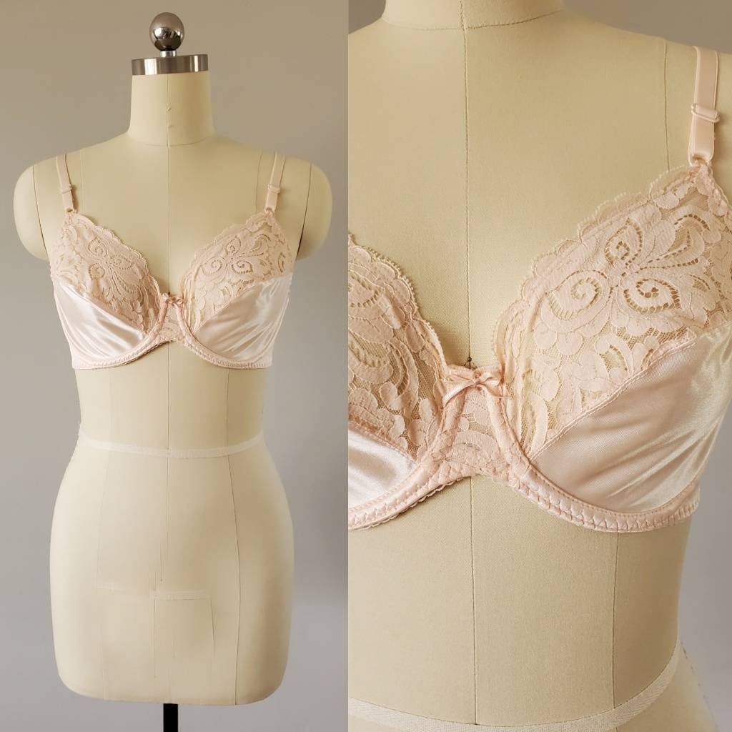 1980s Bali Satin and Lace Bra 80s Lingerie 80's Women's Vintage