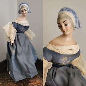 Art Deco Porcelain Viennese Doll with Cloth Body - 10&quot; Tall -  Antique Dolls - Collectible Dolls