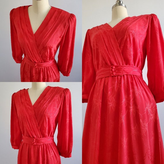 70s Does 40s Dress with Matching Belt - 70s Flora… - image 4