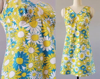 1960s Cotton Swim Dress / Play Dress 60s Dress with Swimsuit Cups 60's Women's Vintage Size XS