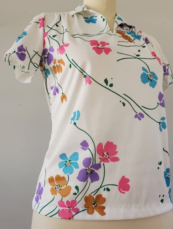 1970's Blair Blouse in Bright Floral Print 70's B… - image 3