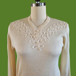 1970s Sweater with Soutache Detail - 70s Vintage Sweater - 70s Sweater - Women&#39;s Vintage Size Medium