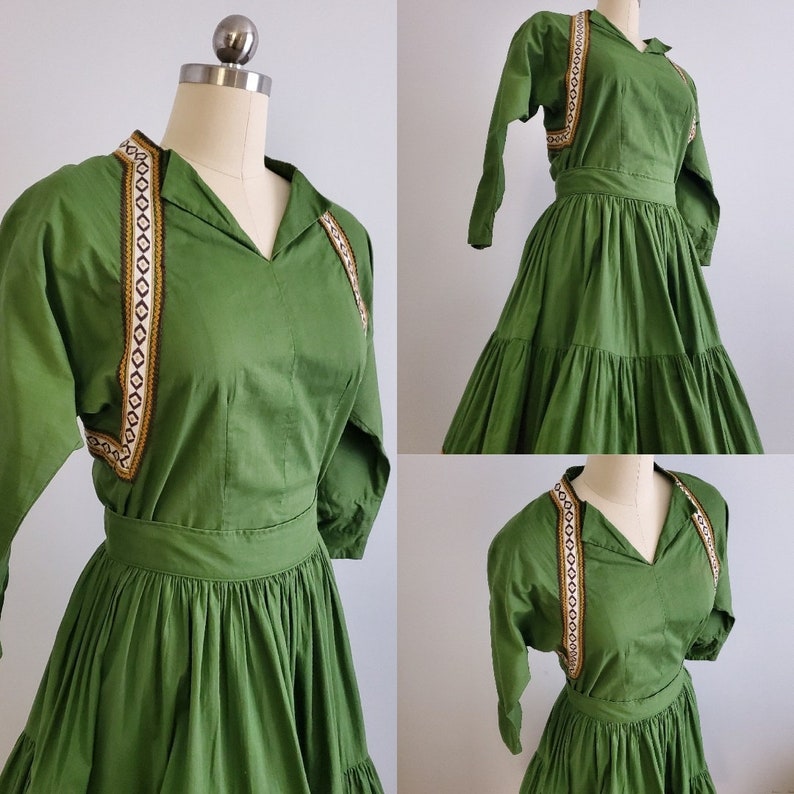 1950s Fiesta Patio Set with Blouse and Circle Skirt by Jones' Western Store 50s Dress Set 50s Women's Vintage Size XS image 3