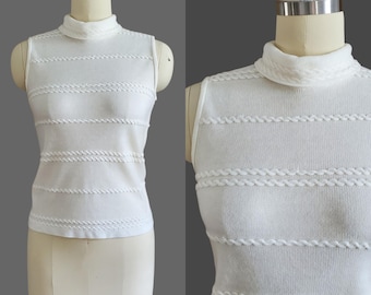 1960s Sleeveless Top with Turtleneck - 1960s Women's Blouses -  60s Women's Vintage Size Medium