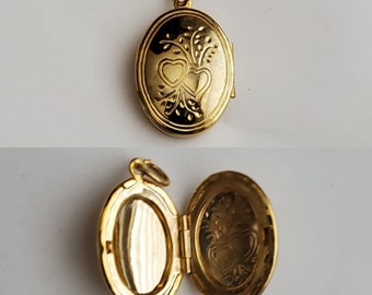 Victorian Revival Oval Heart Locket Pendant - Vintage Locket - Vintage Accessories