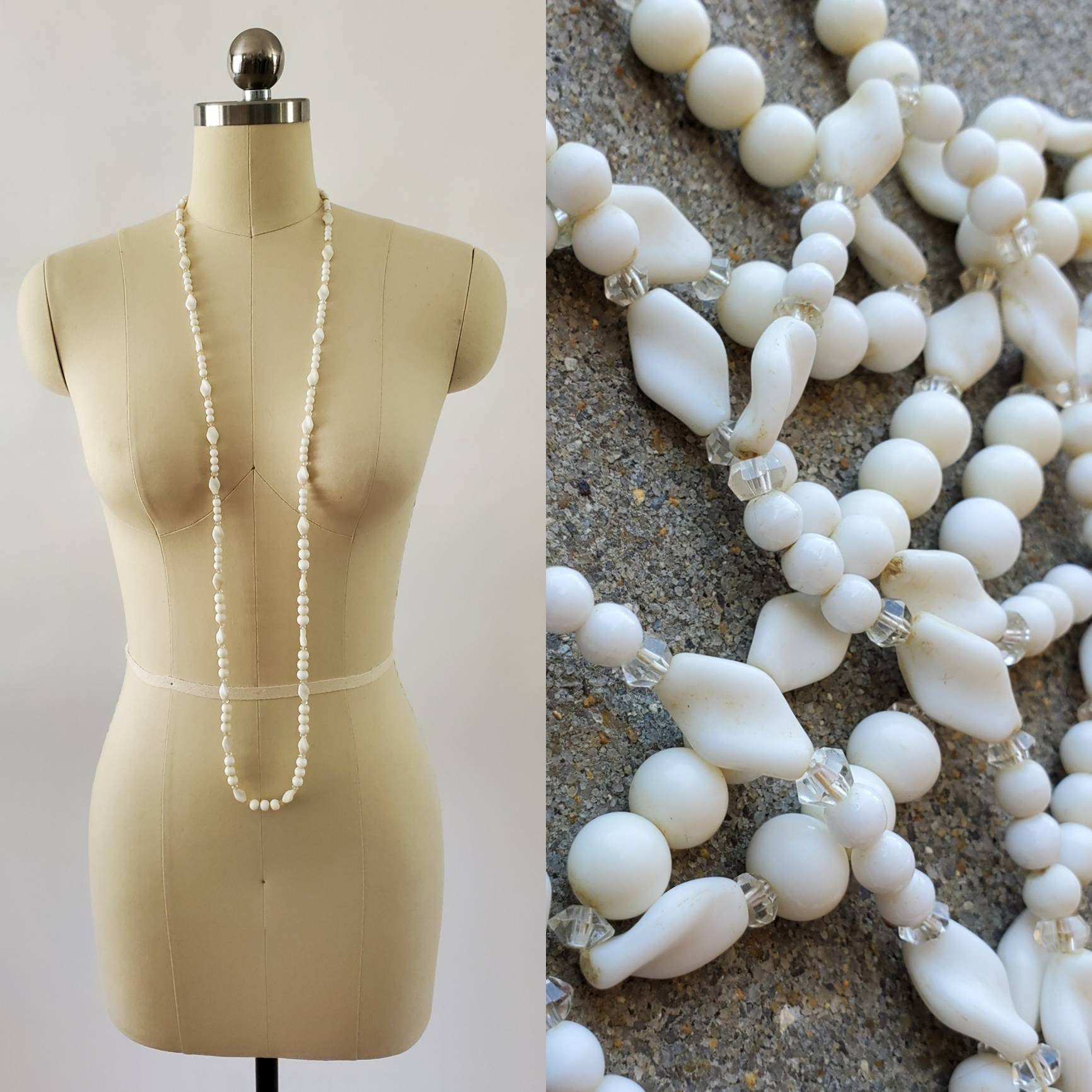 1970's Long Faux Pearl Necklace - 70s does 20s Jewelry - 70's Accessories