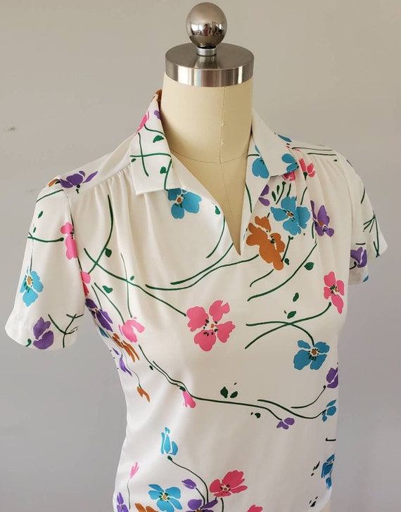 1970's Blair Blouse in Bright Floral Print 70's B… - image 5