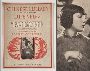 1930s Sheet Music Lupe Velez East is West - 30s Home Decor -  30's Art Print - Vintage Music Ephemera