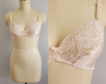 1980s Shimmerlillies Olga Bra in Light Pink - 80s Lingerie - 80's Pinup - Women's Vintage Bra Size 36B