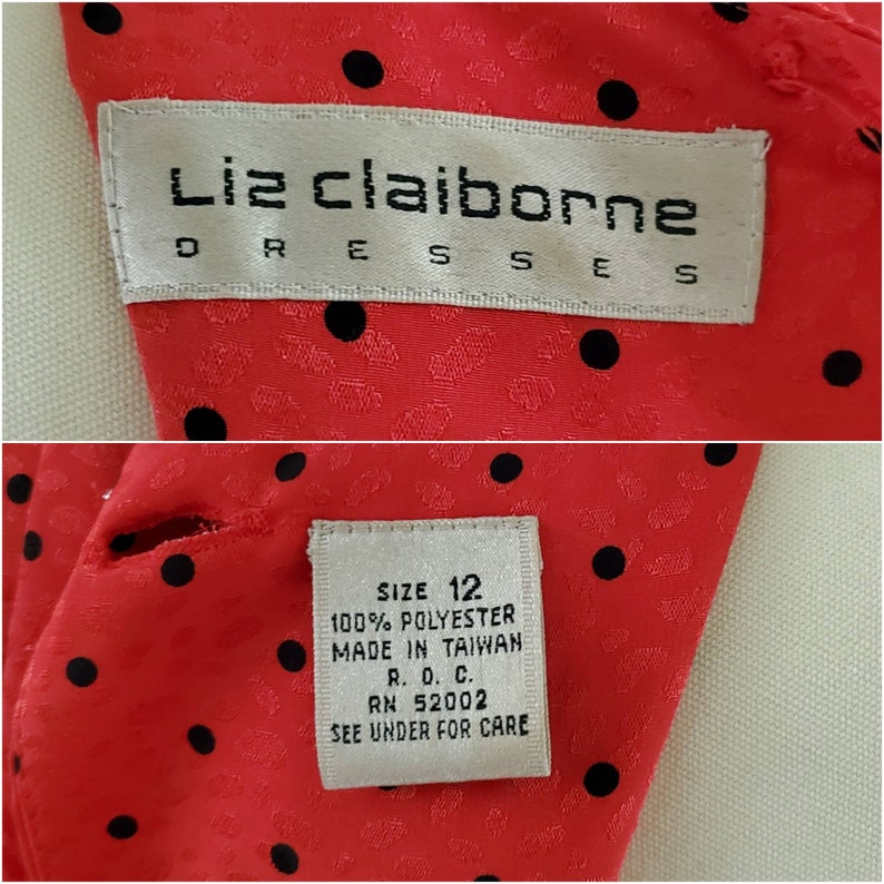 1990s Polka Dot Dress by Liz Claiborne 90s Swing Dress 90's Women's Vintage Size Large image 9