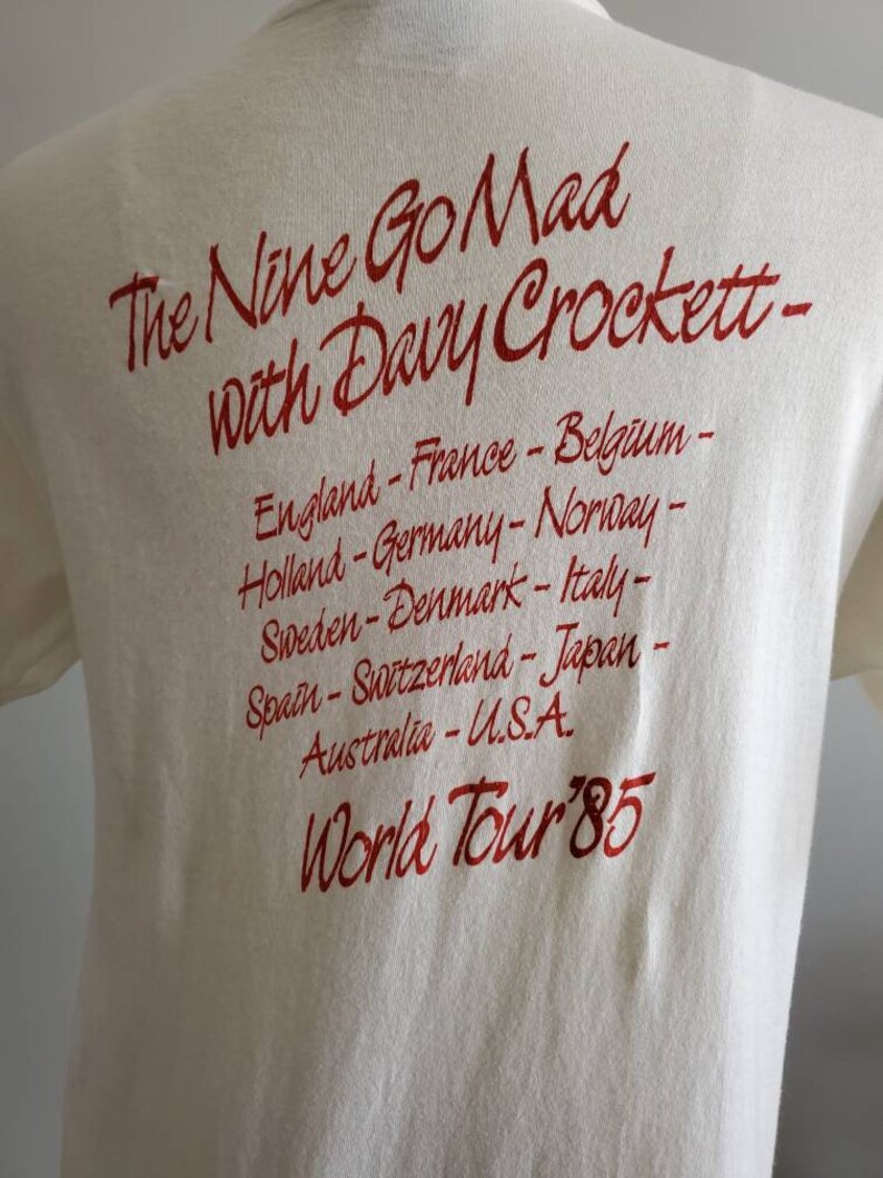 Rare 1985 Paul Young World Tour T-shirt The Nine Go Mad with Davy Crockett 80's Concert Tee 80s Band Tshirt image 7
