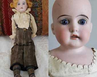 Antique Doll Dressed as a Boy with Short Wig - Collectible Dolls - Antique Dolls 17" Tall
