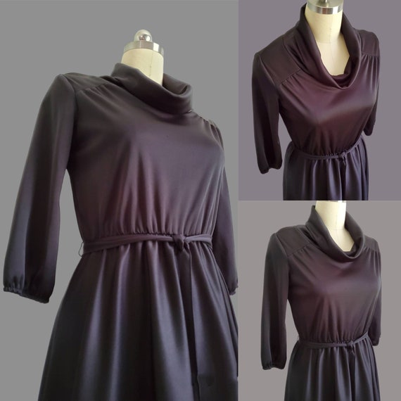 70s black tie dress