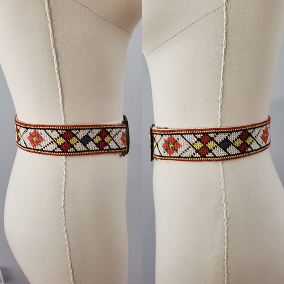 1960s Hand Stitched Belt with Large Metal Hand Ca… - image 6