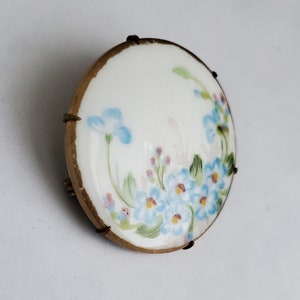Victorian Hand Painted Ceramic Brooch Pin Victorian Jewelry Victorian Fashion image 3