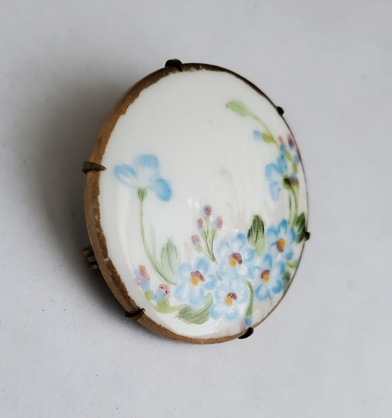 Victorian Hand Painted Ceramic Brooch Pin Victorian Jewelry Victorian Fashion image 3