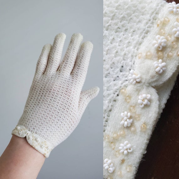 1950s Kayser Gloves with Beaded Wrist - 50s Acces… - image 1